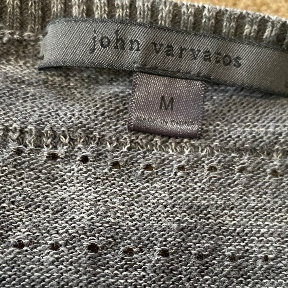 John Varvatos M Gray Striped Men's Sweater - Picture 2 of 6